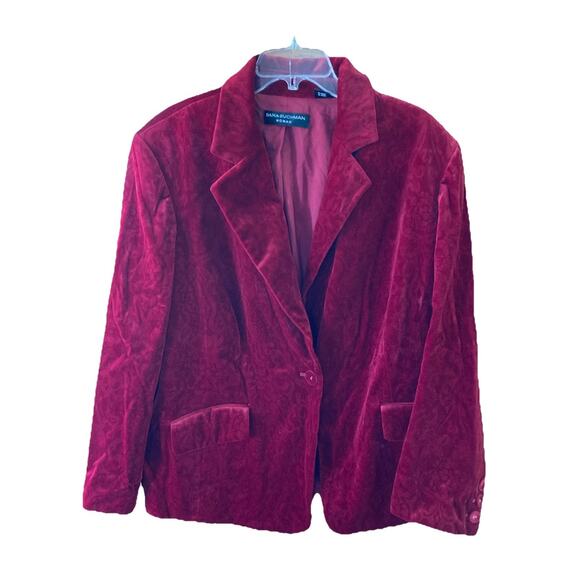 Dana Buchman Womans Velvet Blazer Sz XXL ? Red Patterned Holiday Whimsy Goth - Picture 2 of 12